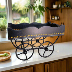 Artistic wooden cart tray adorned with colorful hand painting, perfect for gifting and home decor.