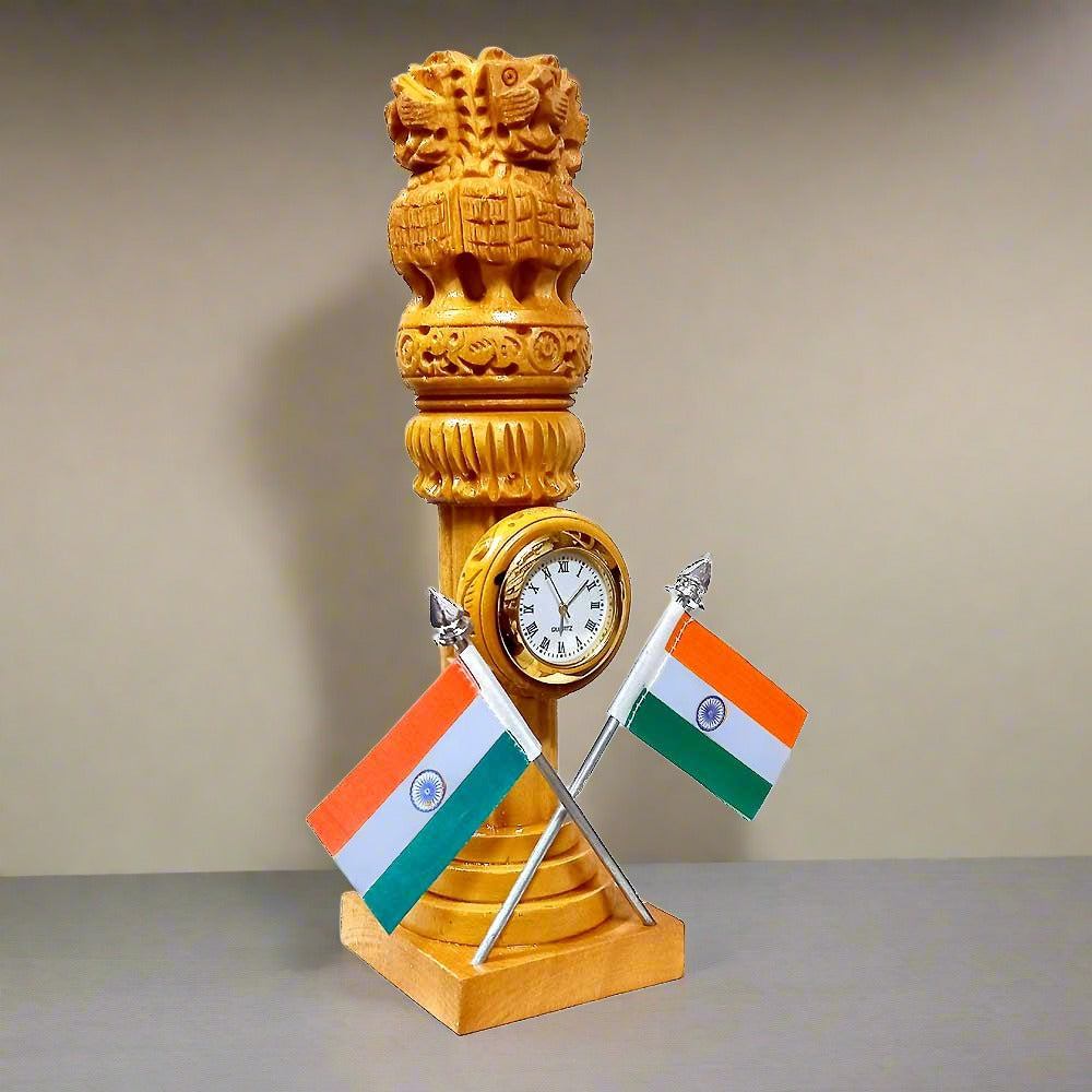 An Ashoka Stambha table clock, best for an office or study room desk.