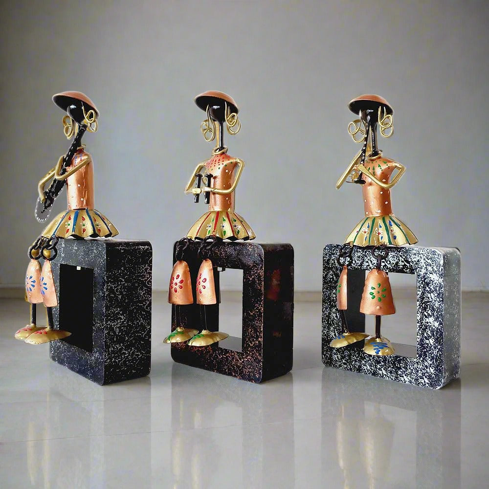 A beautiful hand-painted musical figurine set, a perfect addition to home decor.