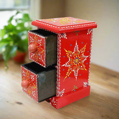A beautiful hand-painted wooden organizer that is a useful and decorative piece for your home.