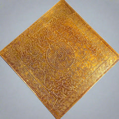 Beautiful wooden chowki adorned with detailed metal sheet work, suitable for sitting during ceremonies