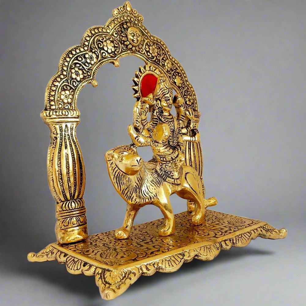 Golden Maa Durga murti home temple positivity centerpiece