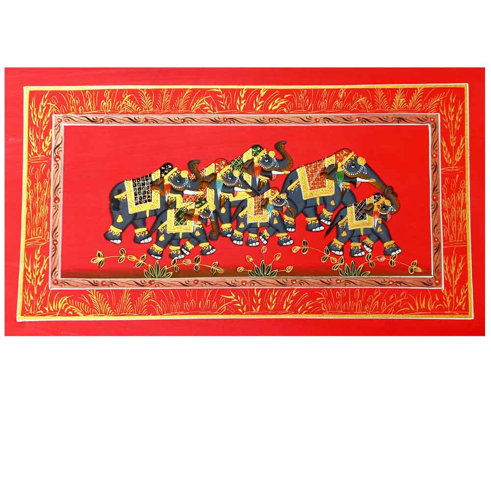 Lifestyle display golden elephant silk attracting attention house wall decor