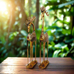 A pair of fine-quality metal deer figurines, a beautiful and decorative item for your home.