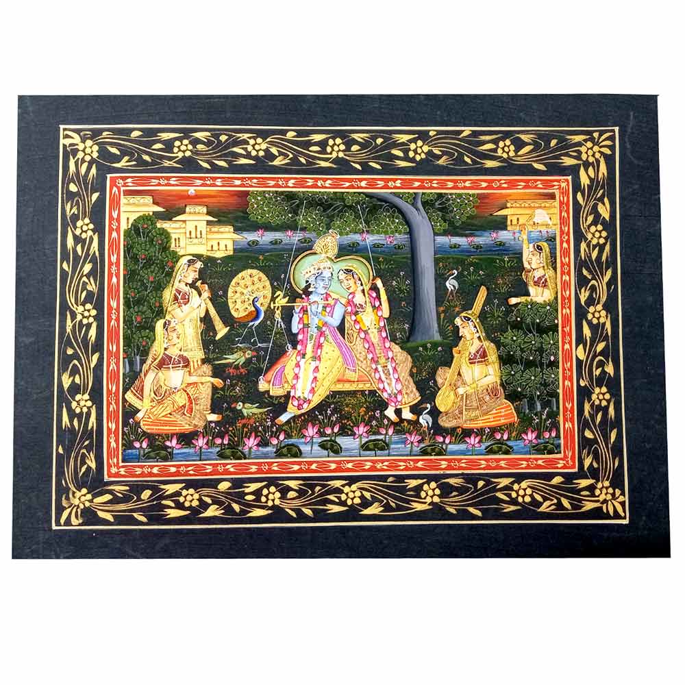 Full view 30x20cm Radha Krishna symbol love painting amazing heritage backdrop