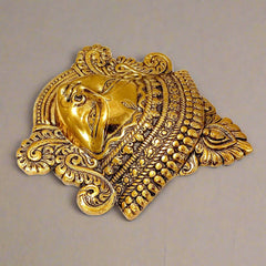 A golden religious wall art piece of Maa Durga, a symbol of happiness, peace, and prosperity.