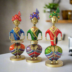 An amazing hand-painted Rajasthani musician showpiece that will grab all the attention in your home decor.