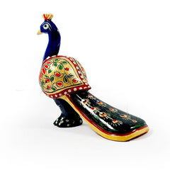 A handcrafted long-tail peacock, a best gift item for peacock and bird lovers.