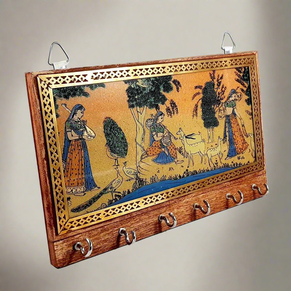 A handcrafted wooden key stand with a traditional feel, perfect for keeping home and office keys safe.