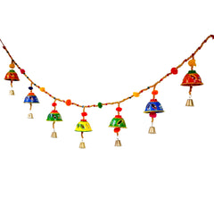 A handmade toran made of papermache, perfect for door decoration, adorned with beads and hand painting.