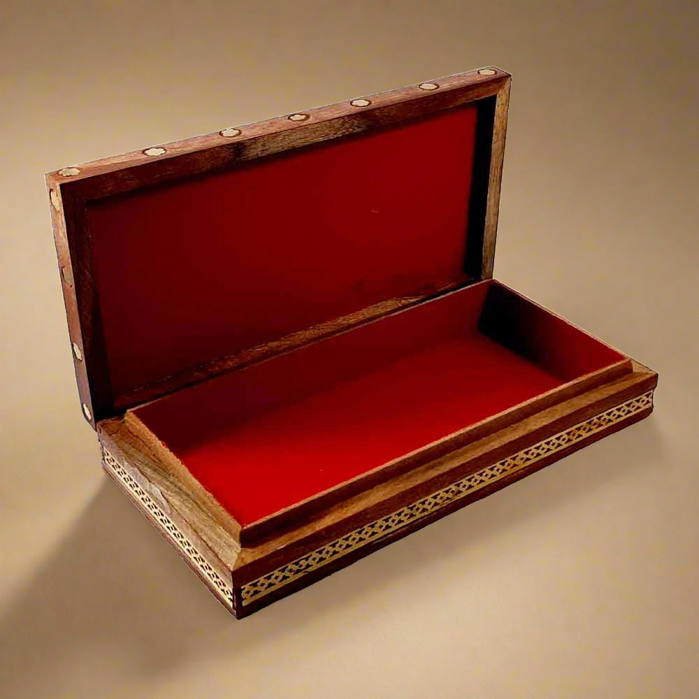 A handmade wooden trinket box, an attractive and perfect gift for a woman.