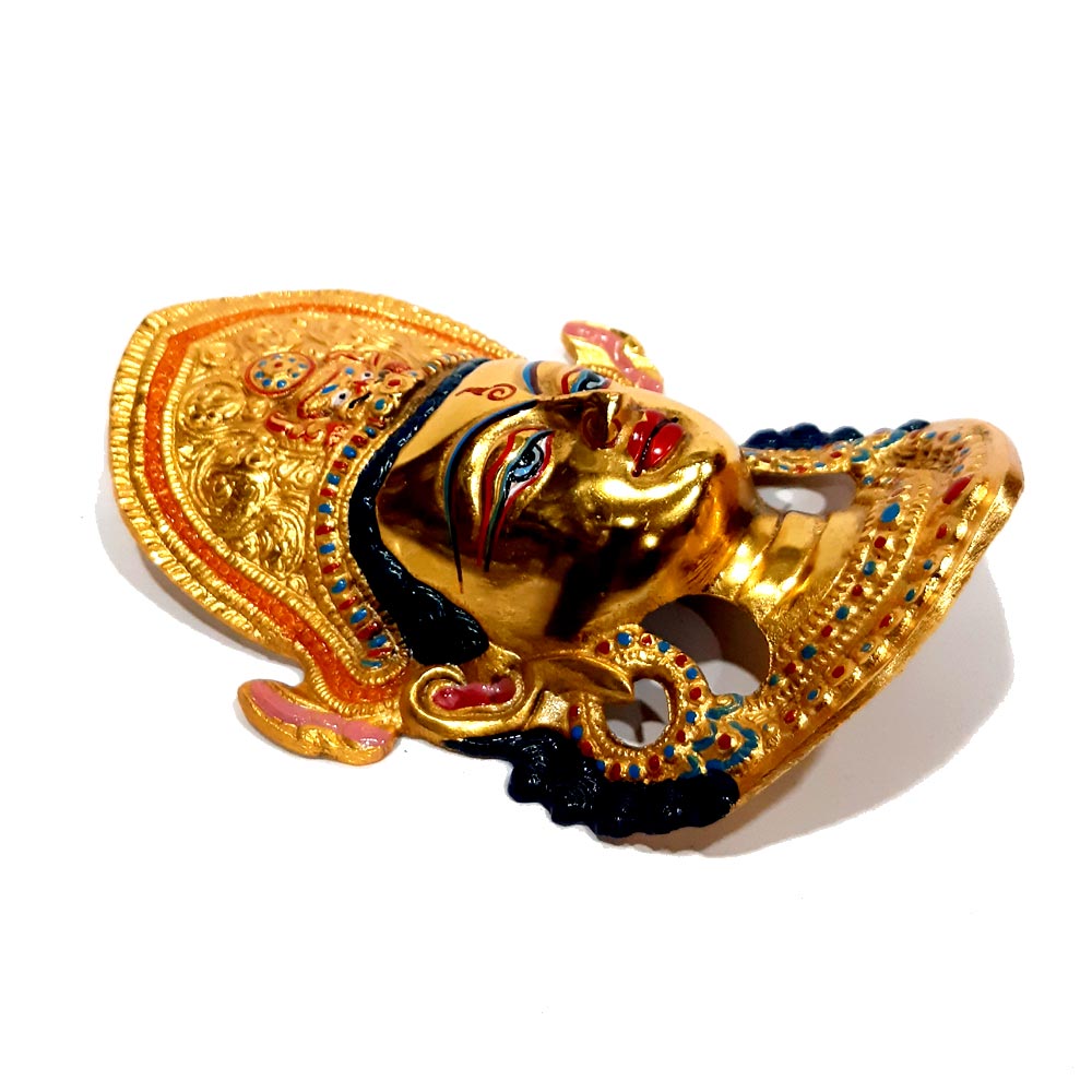 Handpainted metal Tibetan Buddha statue with golden finish, perfect for enhancing home decoration.