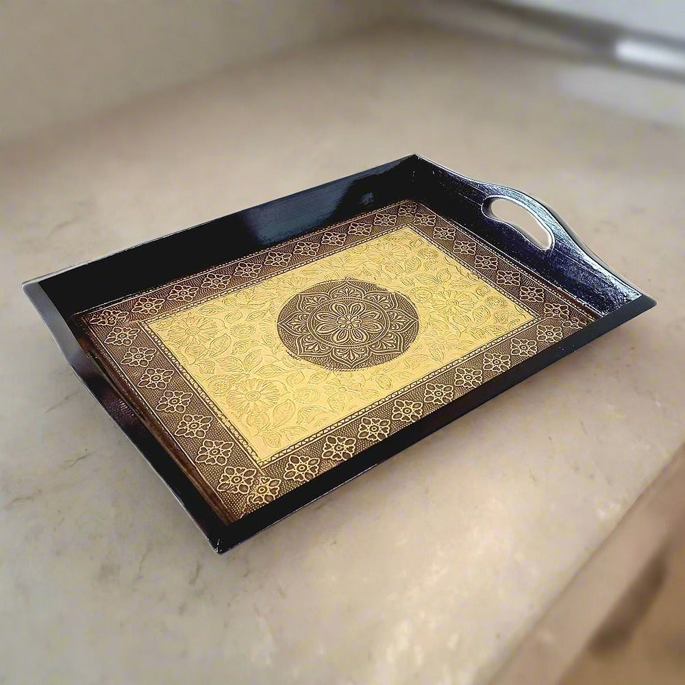 A high-quality and sturdy wooden tea and coffee tray, perfect for daily use.