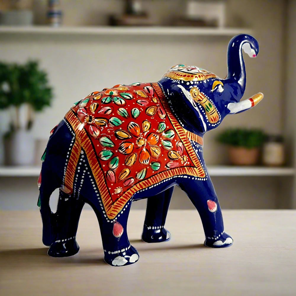 A luxurious Meenakari elephant showpiece, a perfect and beautiful gift for any occasion.