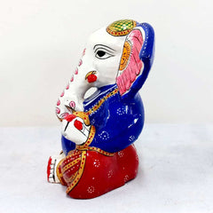 Meenakari decorative Ganesha idol made of quality metal, embellished with hand painting for gifting and display