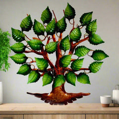 Metal wall decor showpiece depicting life of tree design with wonderful hand painting, perfect for bedroom or hall.