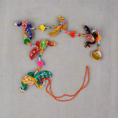 A beautiful pair of torans with a peacock design, perfect for decorating a main door.