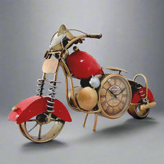 An antique metal Royal Enfield table clock, a perfect gift for a bike lover.