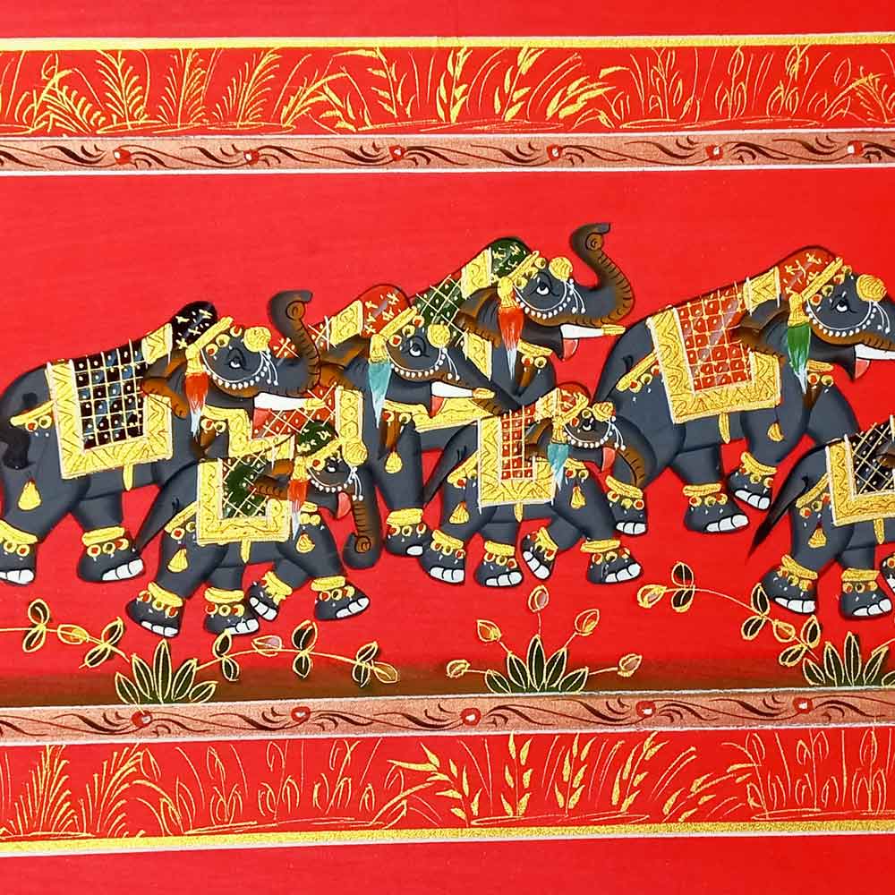 Close-up golden color family elephant details good quality silk texture