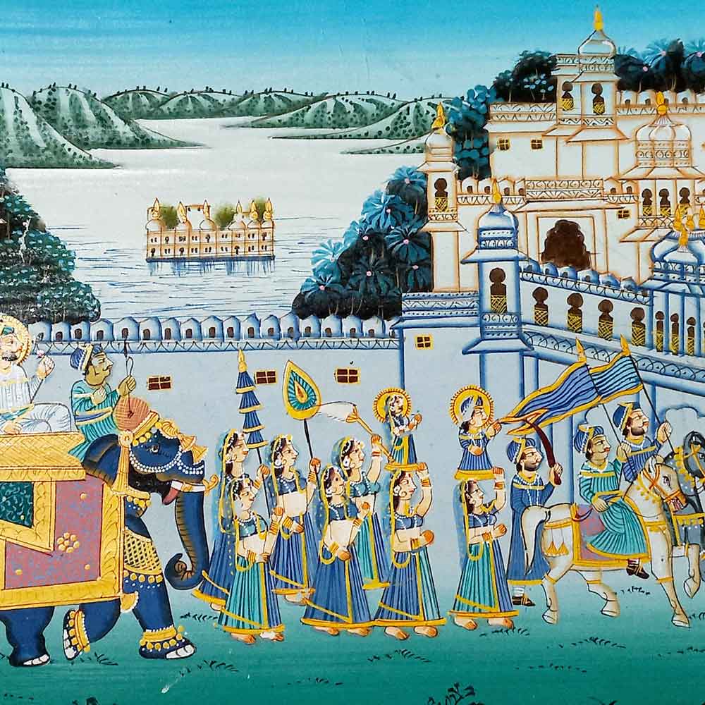 Close-up maidservants horsemen soldiers squirrel hair brush watercolor miniature details