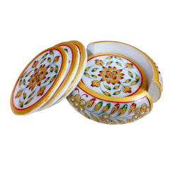 Traditional marble coasters decorated with colorful hand painting for a classic touch