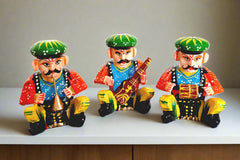 A set of 6 traditional Rajasthani musician statues, each playing a different instrument.