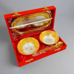 Premium German silver bowl and tray set ideal for wedding and anniversary gifts.