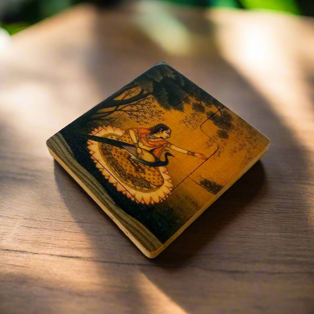 Wooden Painted Pocket Mirror