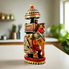 A beautiful wooden Ambabari elephant figurine, perfect for home decoration and gifting.