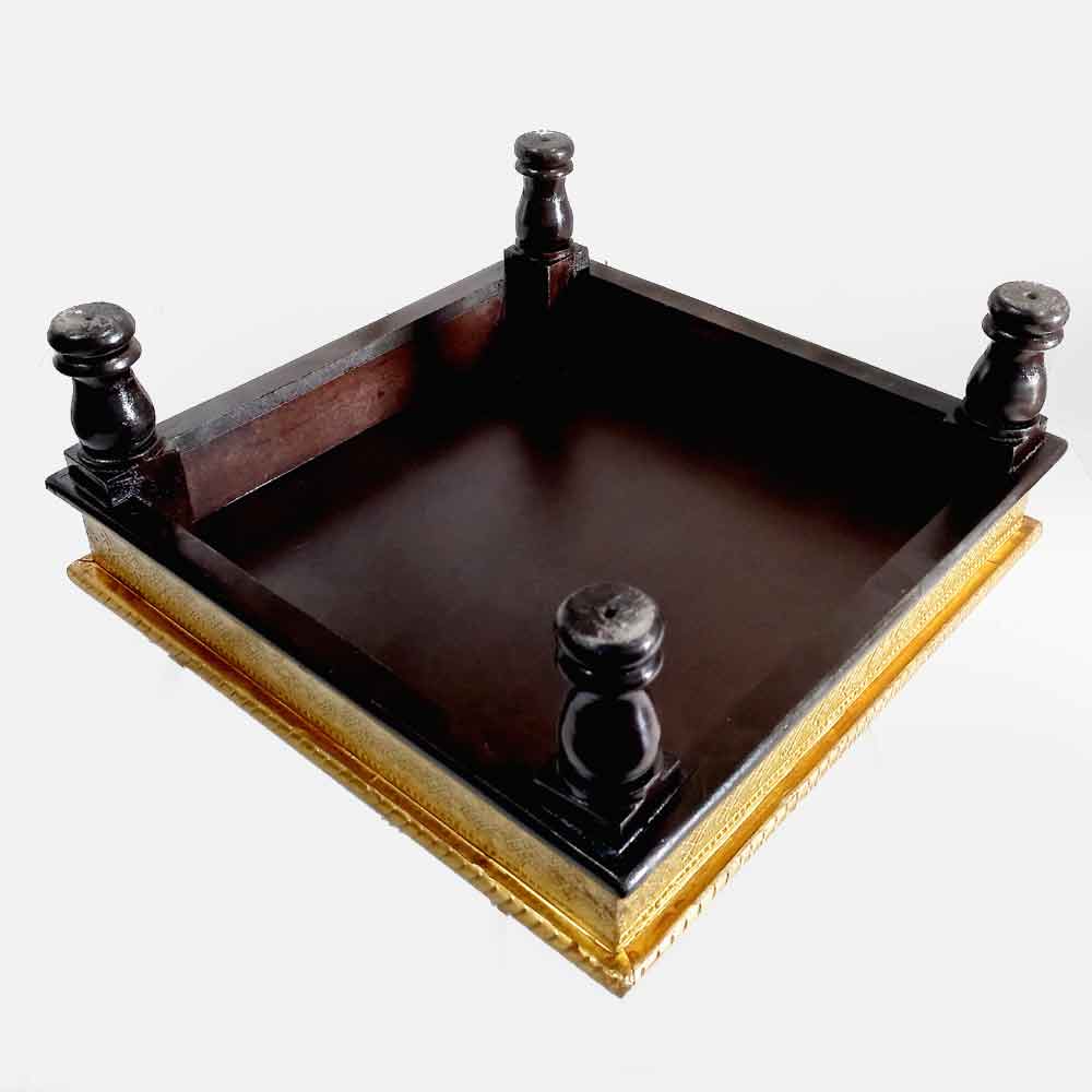 Wooden chowki ideal for ceremonial sitting, showcasing fine craftsmanship