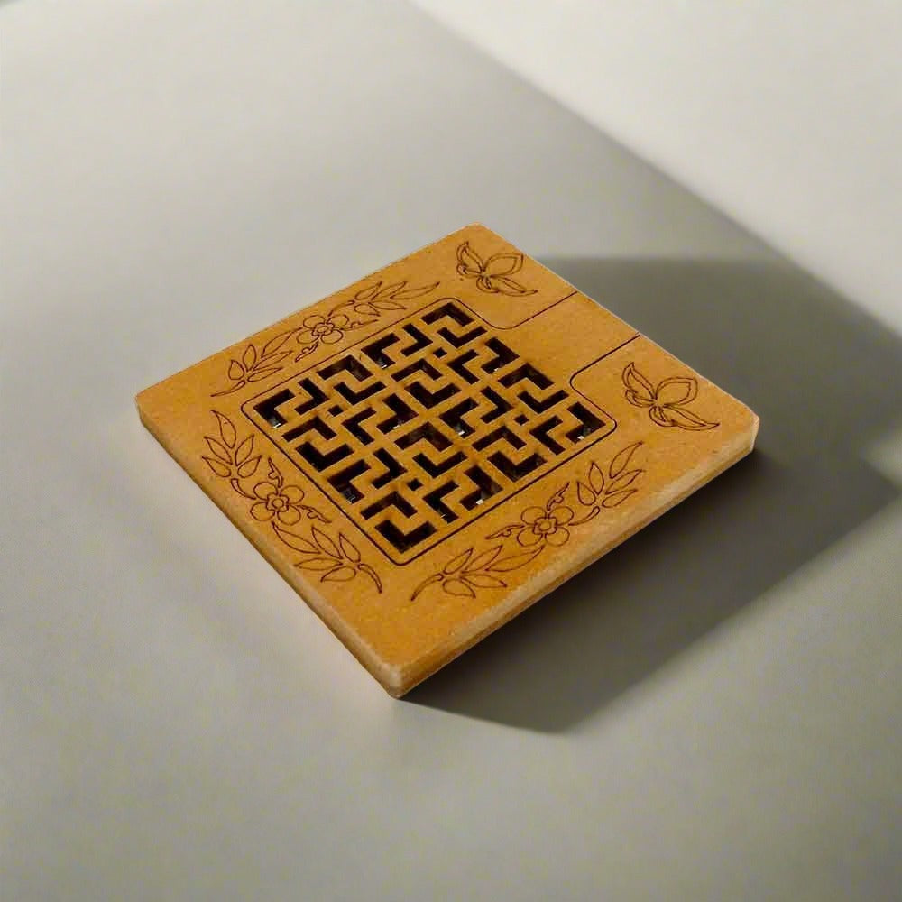 A decorative wooden vanity mirror with a lattice design, a perfect gift for festivals like Karvachauth and Teej.