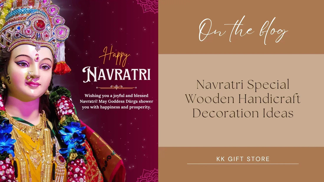 Wooden Chowki for Navratri Pooja – Hand-painted wooden chowki with floral emboss design for Durga idol.