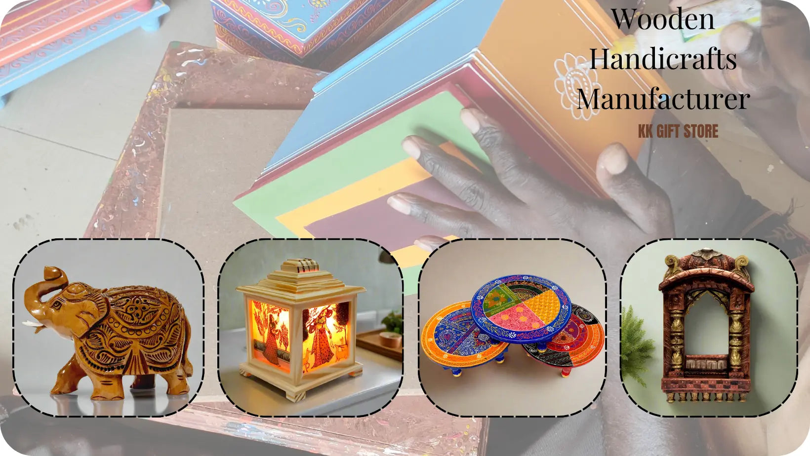 Handcrafted wooden handicrafts by KK Gift Store Jaipur artisans
