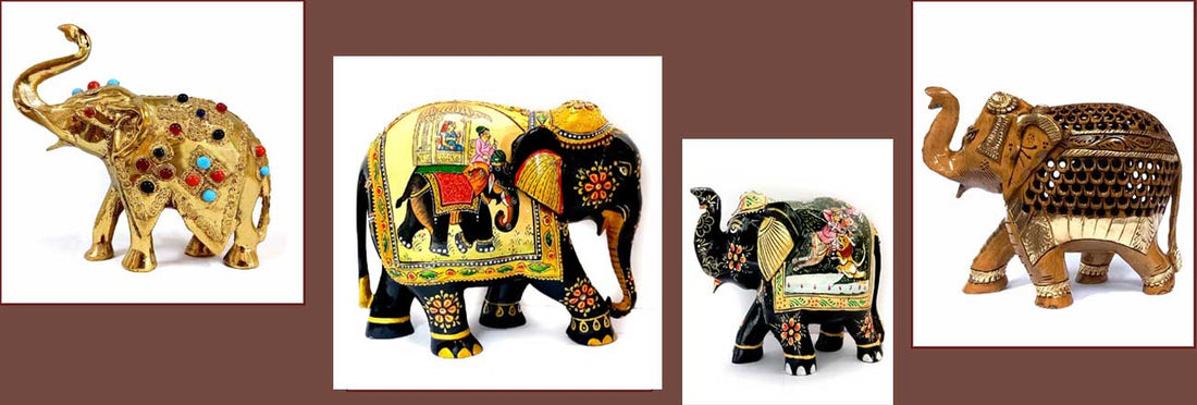 Handcrafted elephant figurine from KK Gift Store Jaipur — wooden, marble and brass elephant statues for home decor and gifting