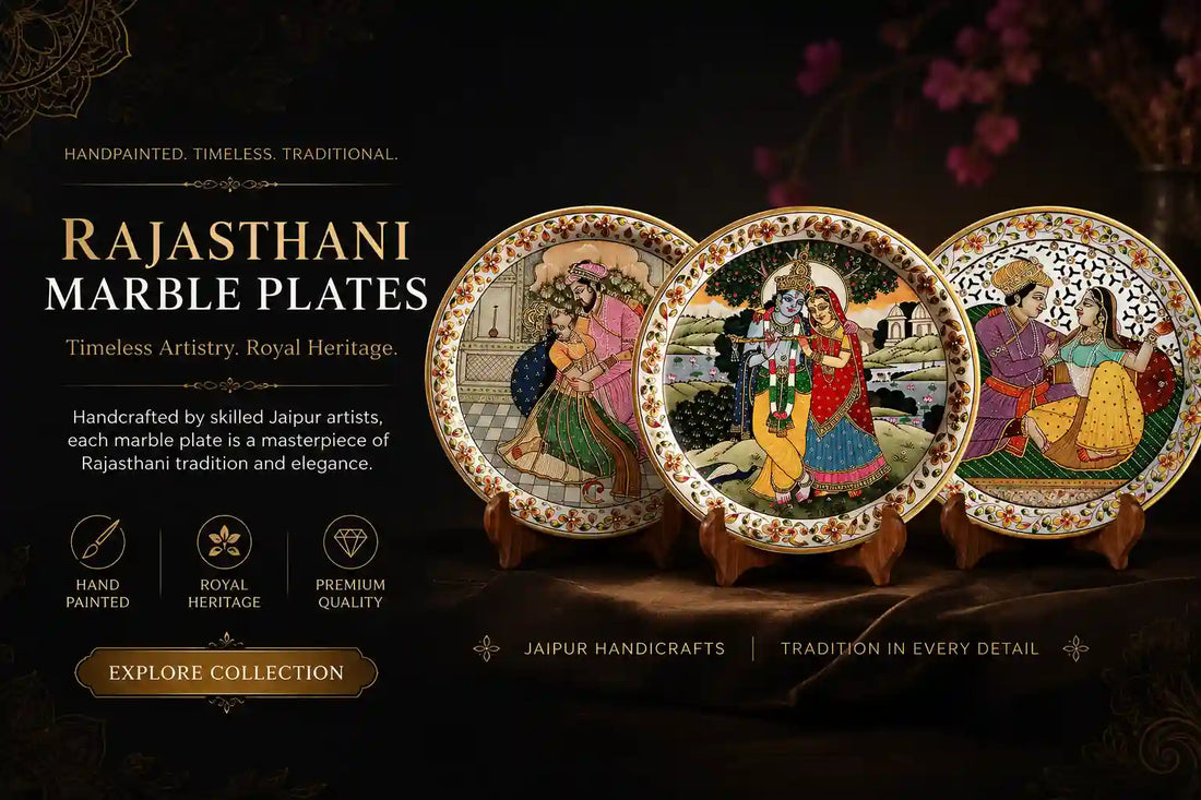 Hand-painted marble plates from Jaipur, India