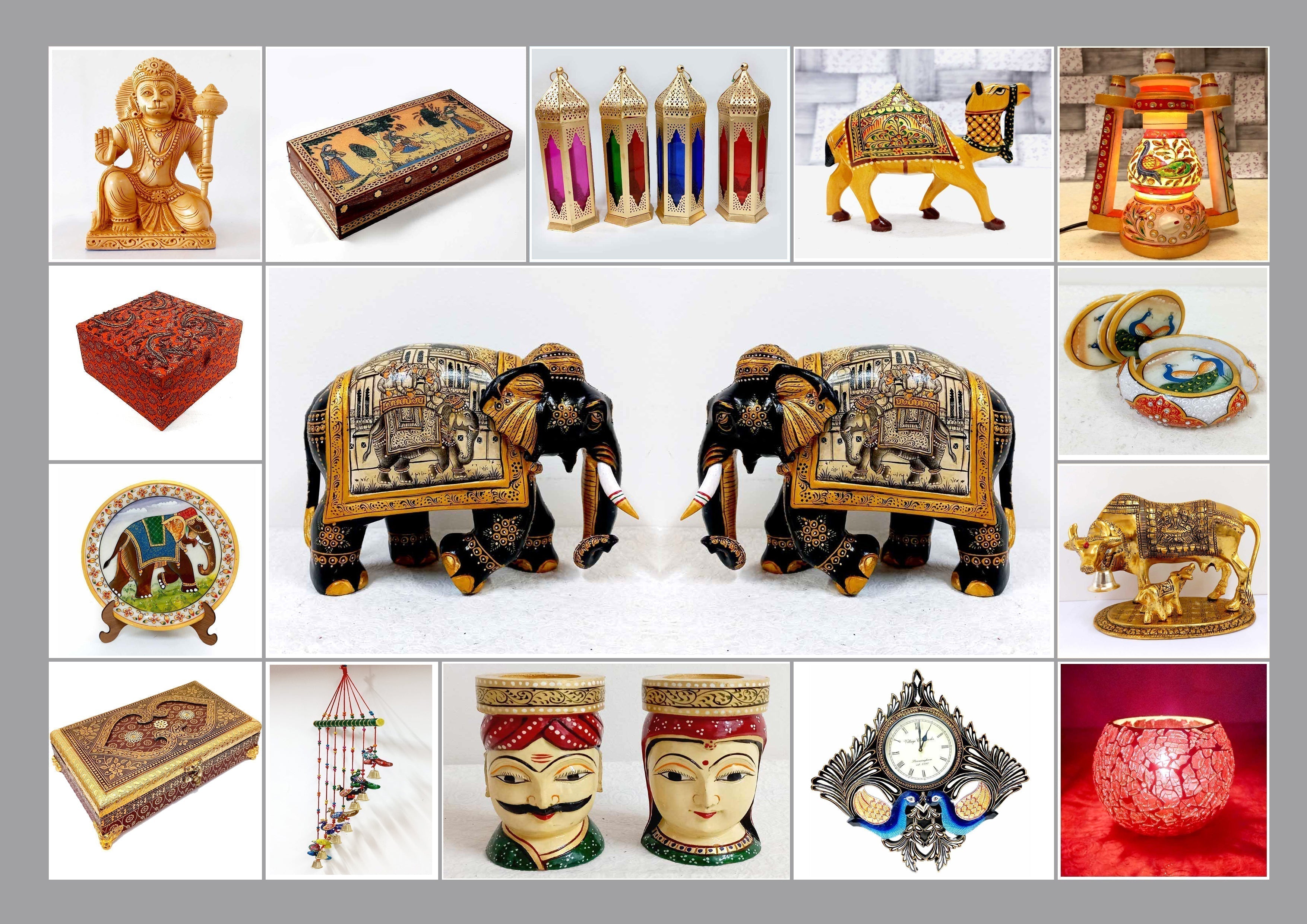 Handmade gifts of Jaipur from KK Gift Store — wooden, marble, gemstone painting, metal Meenakari and handmade paper gift items
