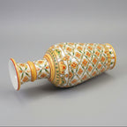 Luxury white marble pot with floral painting used as premium wedding and corporate gift, Indian traditional handicraft