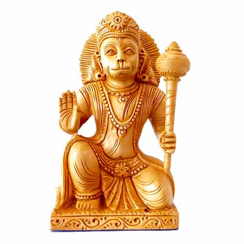 Wood Carving Hanuman Statue