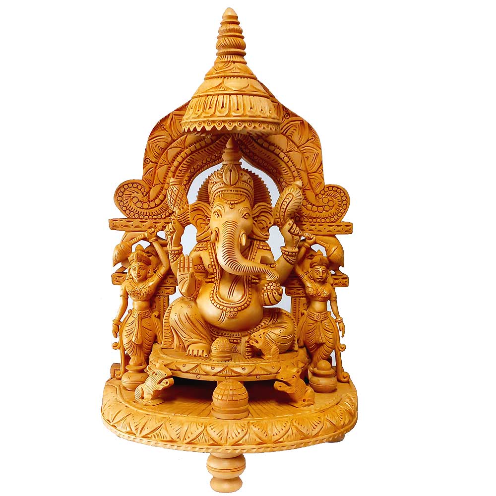 Wooden Riddhi Siddhi Ganesh
