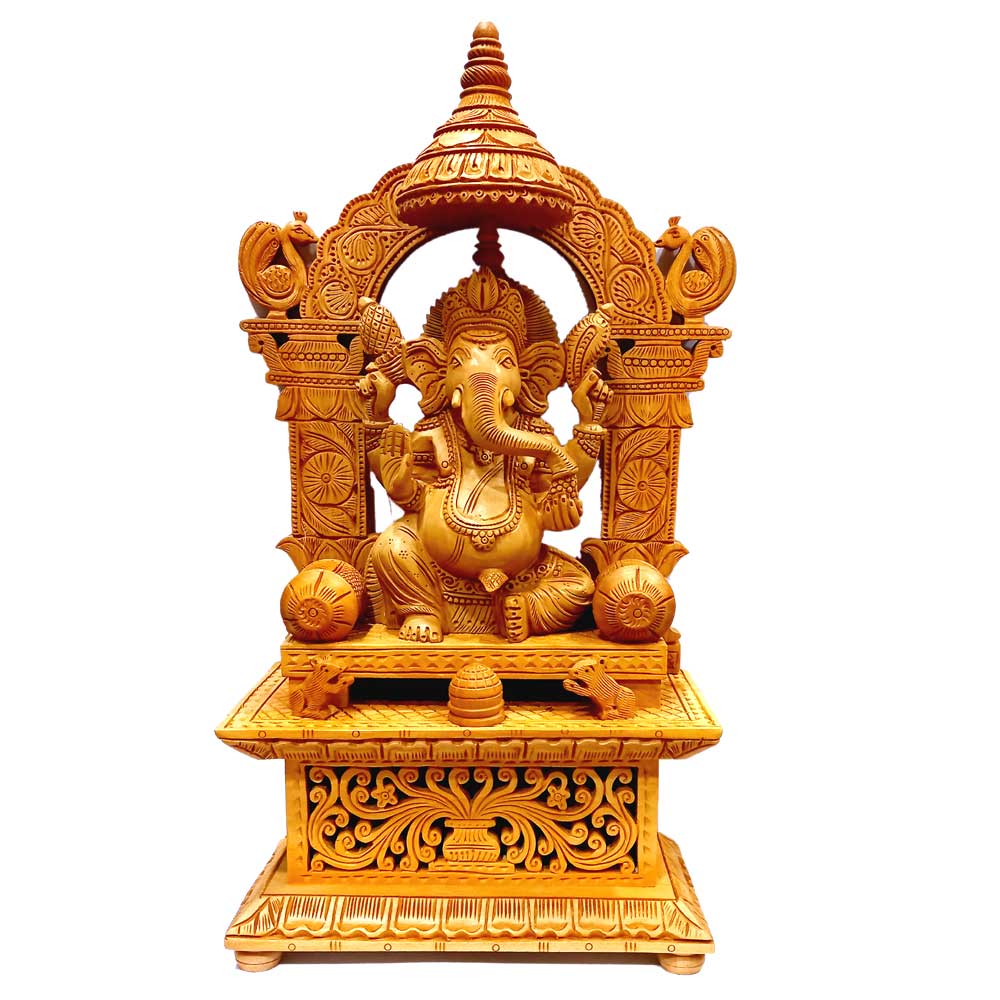 Wooden Ganesh Sculpture & Idol