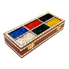 Wooden Box with Gemstones