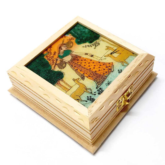 Jewelry Box with Gemstone Painting