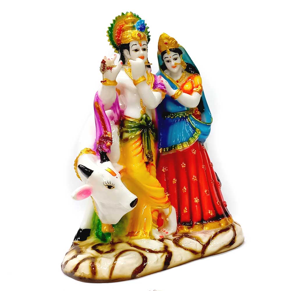 Radha Krishna with Cow Idol