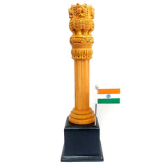 Wooden Ashok Stambh with National Flag