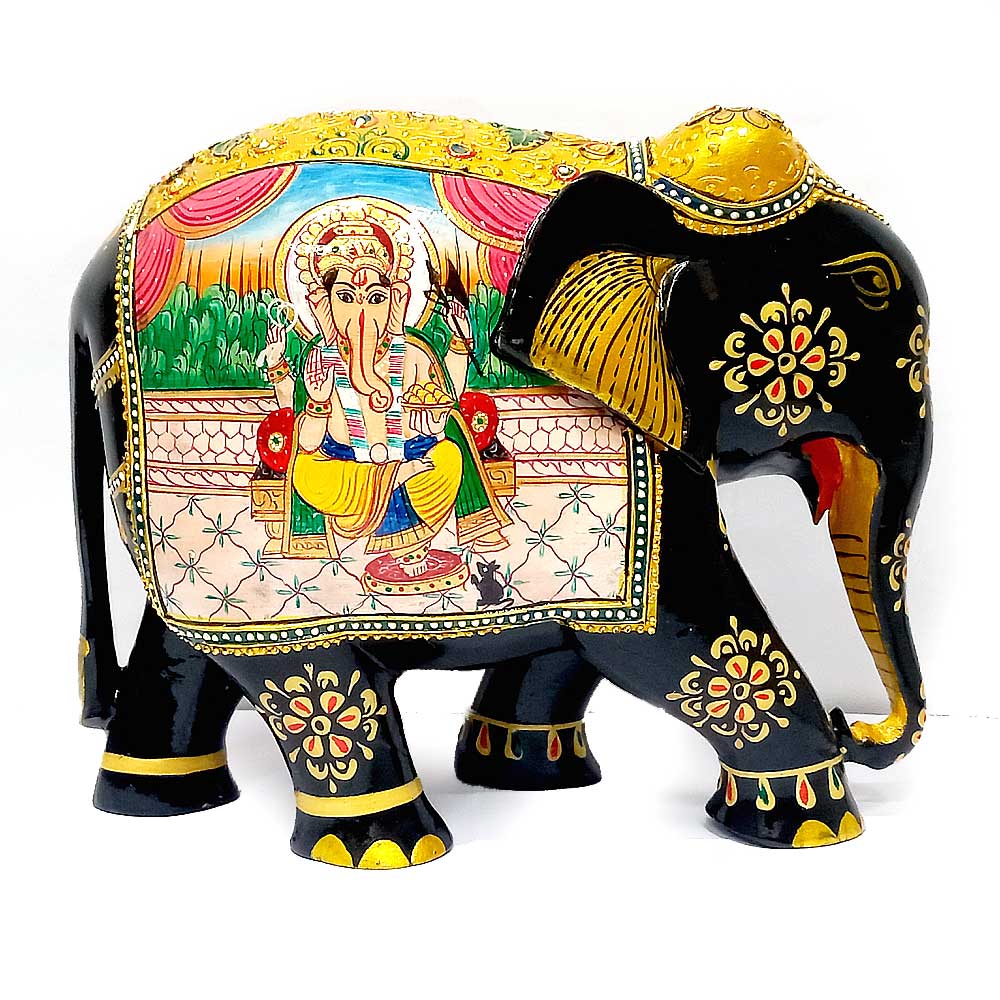 Elephant Figurine with miniature Painting