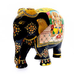 Wooden Elephant Idol with miniature painting