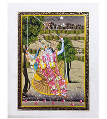Silk Painting of Radha Krishna