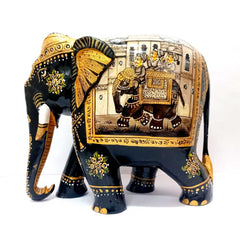 Elephant Figurine with Miniature Painting
