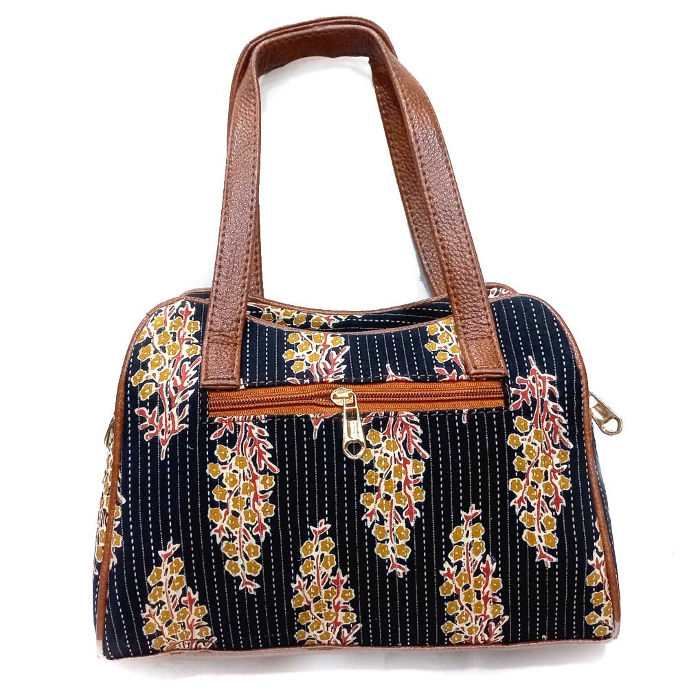 floral motifs black sling bag