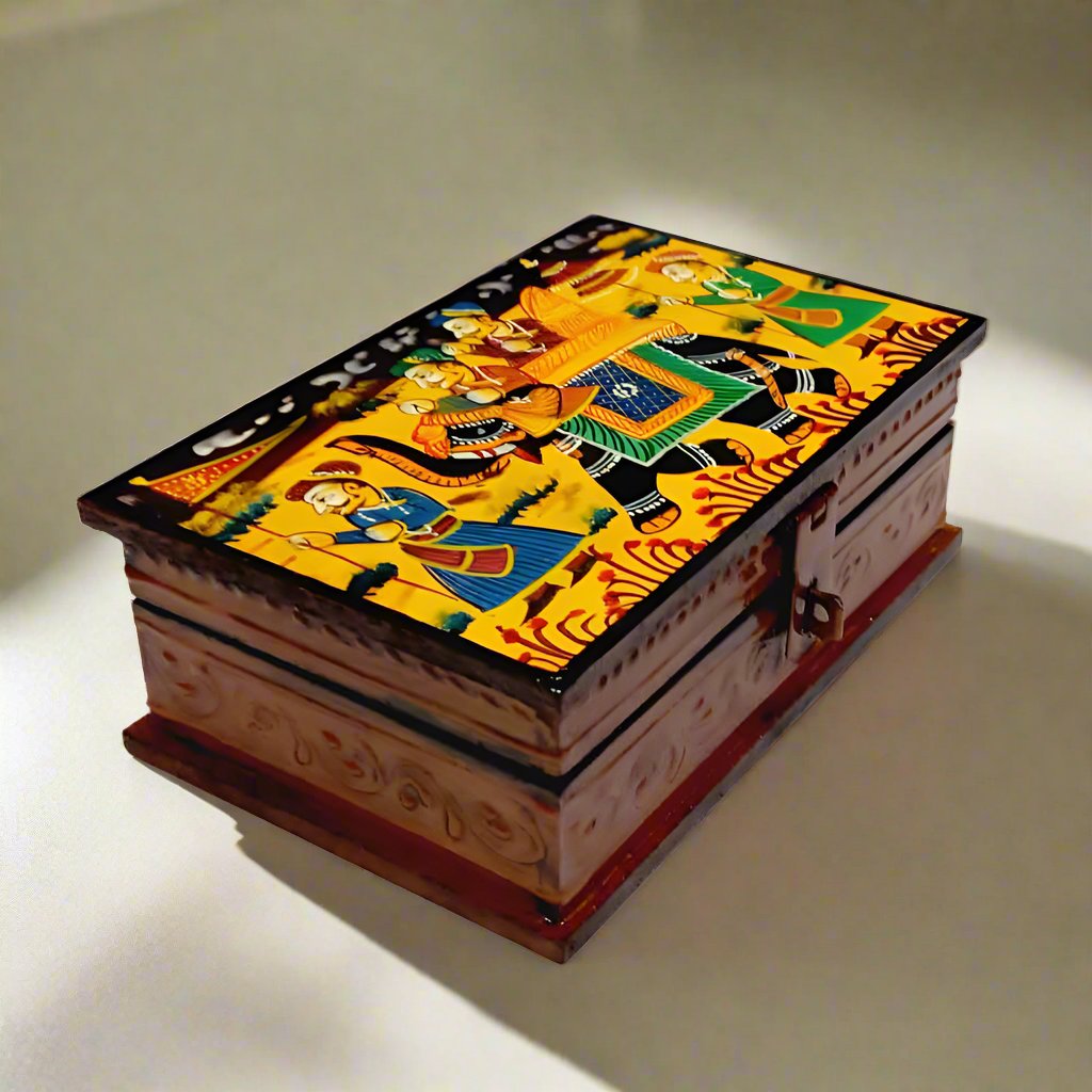 Hand Painted Wooden Jewel Box (6x4 Inches)